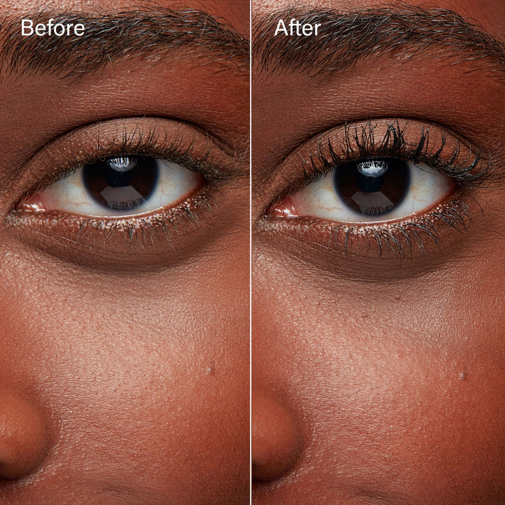 Mascara on model before and after